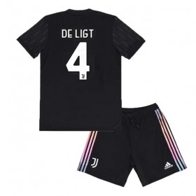 Koszulka Juventus Matthijs de Ligt 4 Dziecięcy Wyjazdowe Koszulki Piłkarskie 2021-2022 Krótki Rękaw